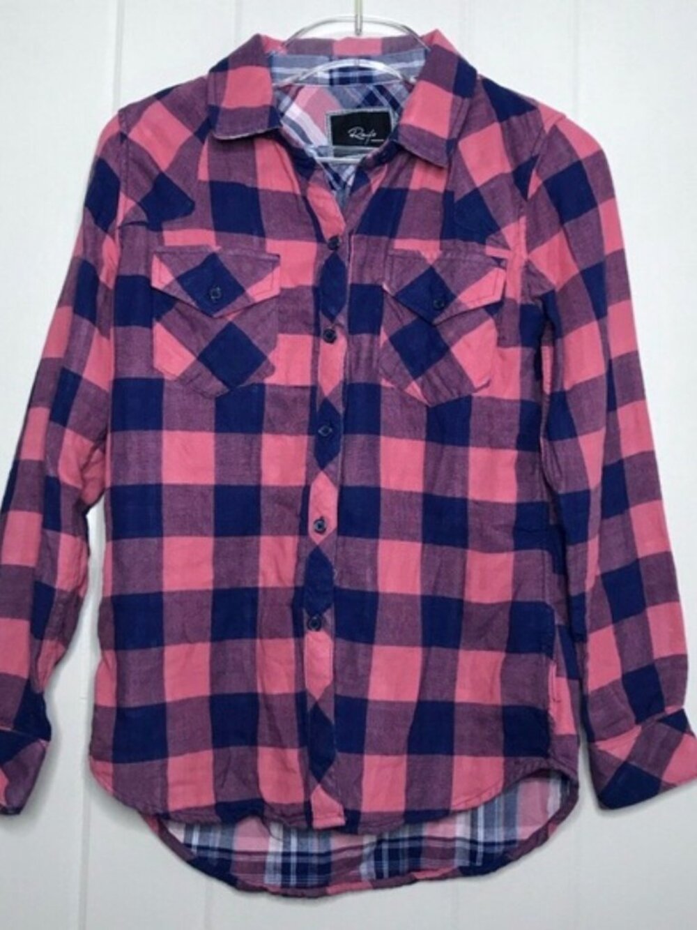 Rails plaid buttondown S pink navy